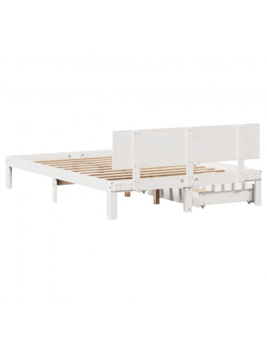 Giroletto con Cassetti Bianco 140x190 cm Legno Massello di Pino