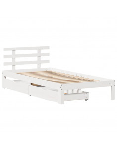 Giroletto con Cassetti Bianco 75x190 cm Legno Massello di Pino 2