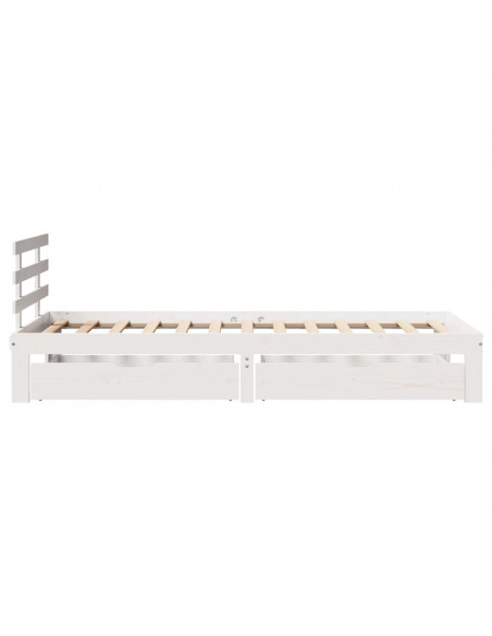 Giroletto con Cassetti Bianco 75x190 cm Legno Massello di Pino