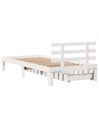 Giroletto con Cassetti Bianco 75x190 cm Legno Massello di Pino