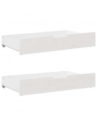 Giroletto con Cassetti Bianco 90x190 cm Legno Massello di Pino