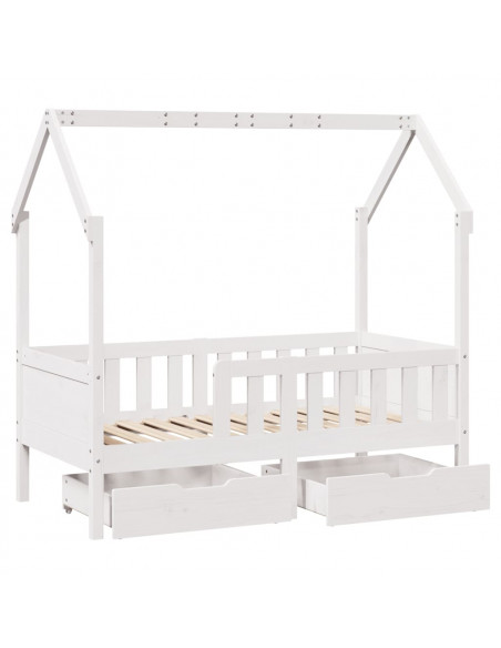 Giroletto per Bambini con Cassetti 80x160cm Legno Massello Pino