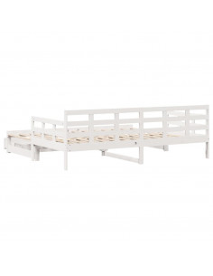Dormeuse Letto Estraibile e Cassetti Bianca 80x200cm Legno Pino
