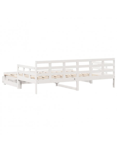 Dormeuse Letto Estraibile e Cassetti Bianca 80x200cm Legno Pino