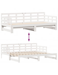 Dormeuse Letto Estraibile e Cassetti Bianca 80x200cm Legno Pino 2