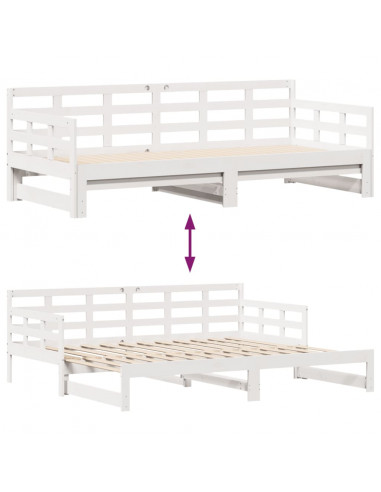 Dormeuse Letto Estraibile e Cassetti Bianca 80x200cm Legno Pino