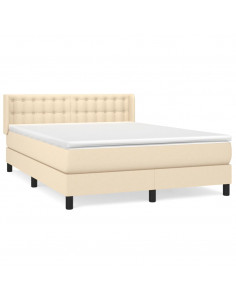 Giroletto a Molle con Materasso Crema 140x200 cm in Tessuto