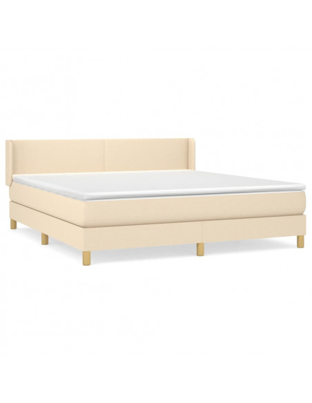 Giroletto a Molle con Materasso Crema 160x200 cm in Tessuto