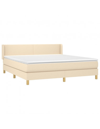 Giroletto a Molle con Materasso Crema 160x200 cm in Tessuto