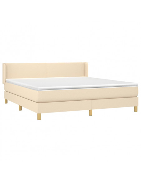 Giroletto a Molle con Materasso Crema 160x200 cm in Tessuto