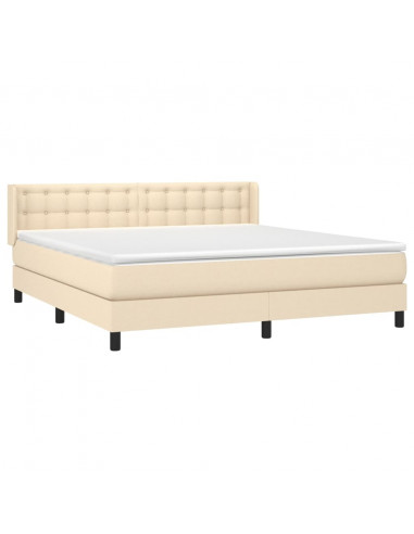 Giroletto a Molle con Materasso Crema 160x200 cm in Tessuto