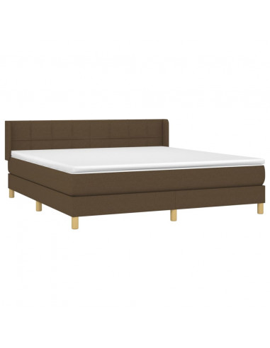 Giroletto a Molle con Materasso Marrone Scuro 180x200cm Tessuto