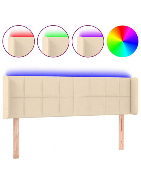 Testiera a LED Crema 147x16x78/88 cm in Tessuto