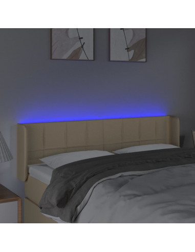 Testiera a LED Crema 147x16x78/88 cm in Tessuto