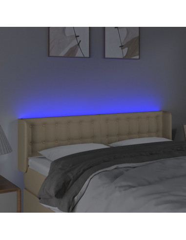 Testiera a LED Crema 147x16x78/88 cm in Tessuto