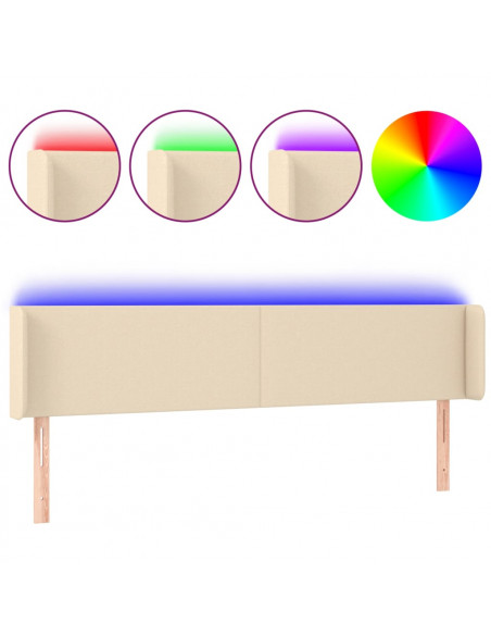 Testiera a LED Crema 163x16x78/88 cm in Tessuto
