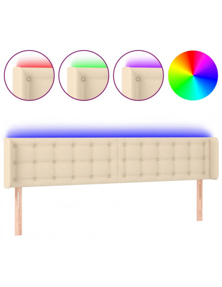 Testiera a LED Crema 163x16x78/88 cm in Tessuto