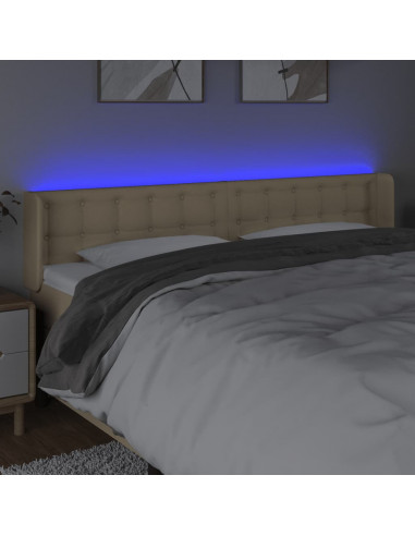 Testiera a LED Crema 163x16x78/88 cm in Tessuto