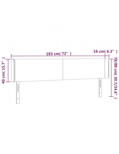 Testiera a LED Crema 183x16x78/88 cm in Tessuto