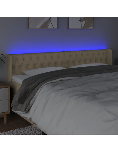 Testiera a LED Crema 203x16x78/88 cm in Tessuto