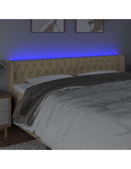 Testiera a LED Crema 203x16x78/88 cm in Tessuto