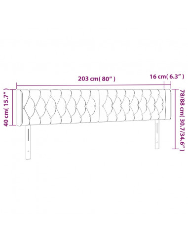 Testiera a LED Crema 203x16x78/88 cm in Tessuto