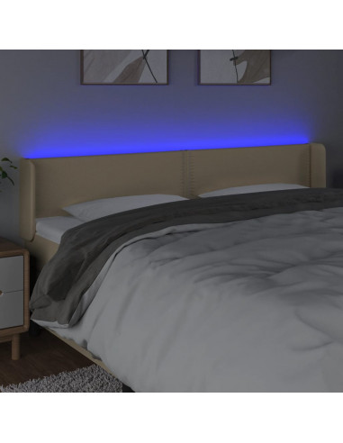 Testiera a LED Crema 203x16x78/88 cm in Tessuto