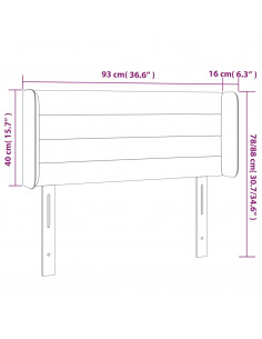 Testiera a LED Tortora 93x16x78/88 cm in Tessuto