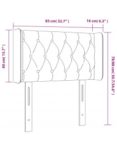 Testiera a LED Tortora 83x16x78/88 cm in Tessuto