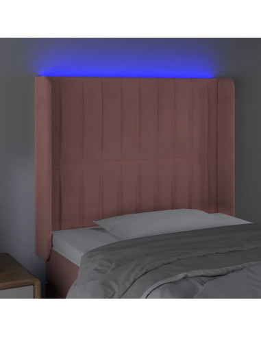 Testiera a LED rosa 103x16x118/128 cm in Velluto