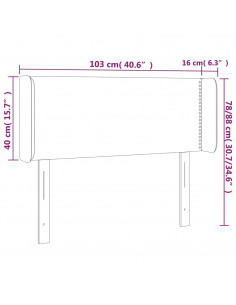 Testiera a LED Bianca 103x16x78/88 cm in Similpelle