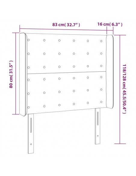 Testiera ad Orecchio Bianco 83x16x118/128 cm in Similpelle