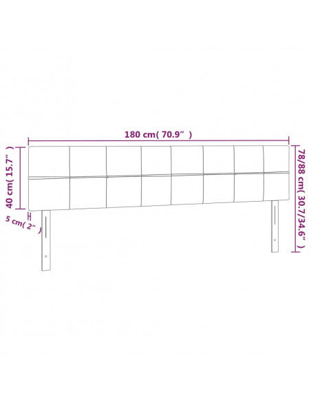 Testiera a LED Marrone Scuro 180x5x78/88 cm in Tessuto