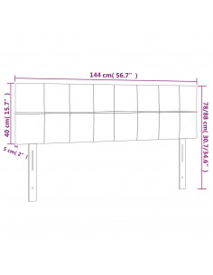 Testiera a LED Nera 144x5x78/88 cm in Velluto