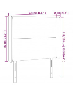 Testiera a LED Nera 93x16x118/128 cm in Velluto
