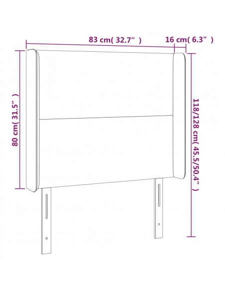 Testiera a LED Nera 83x16x118/128 cm in Velluto