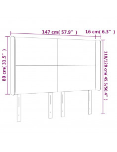 Testiera a LED rosa 147x16x118/128 cm in Velluto