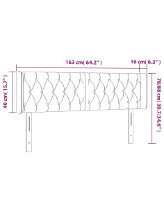 Testiera a LED Tortora 163x16x78/88 cm in Tessuto