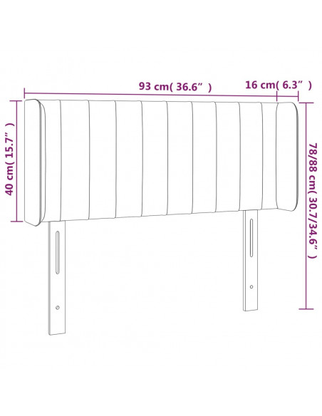 Testiera a LED Tortora 93x16x78/88 cm in Tessuto