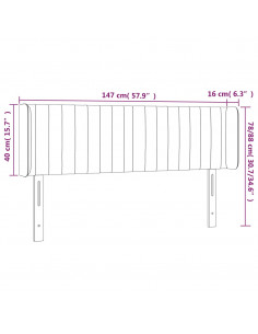 Testiera a LED Tortora 147x16x78/88 cm in Tessuto