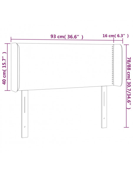 Testiera a LED Bianca 93x16x78/88 cm in Similpelle