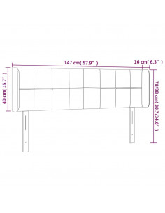 Testiera a LED Tortora 147x16x78/88 cm in Tessuto