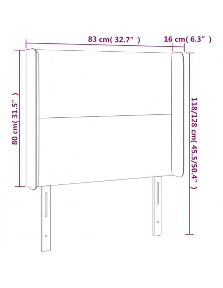 Testiera a LED rosa 83x16x118/128 cm in Velluto