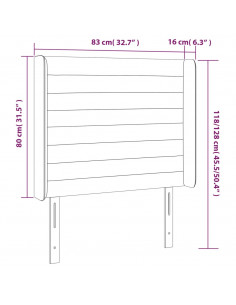 Testiera a LED Nera 83x16x118/128 cm in Velluto