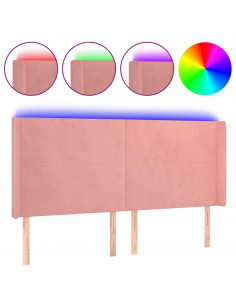 Testiera a LED rosa 163x16x118/128 cm in Velluto 2