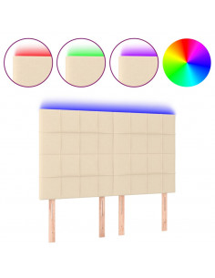 Testiera a LED Crema 144x5x118/128 cm in Tessuto 2