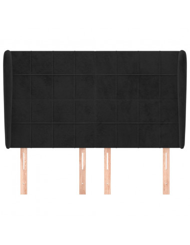 Testiera ad Orecchio Nera 147 x 23 x 118/128 cm in Velluto