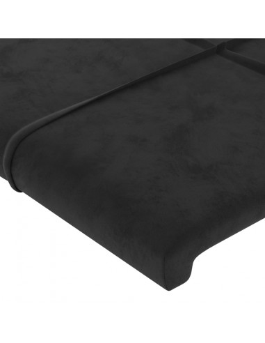 Testiera ad Orecchio Nera 147 x 23 x 118/128 cm in Velluto