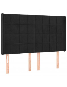 Testiera ad Orecchio Nera 147x16x118/128 cm in Velluto 2