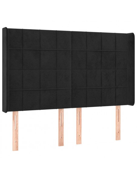 Testiera ad Orecchio Nera 147x16x118/128 cm in Velluto